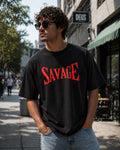 Deep Black with Red Print