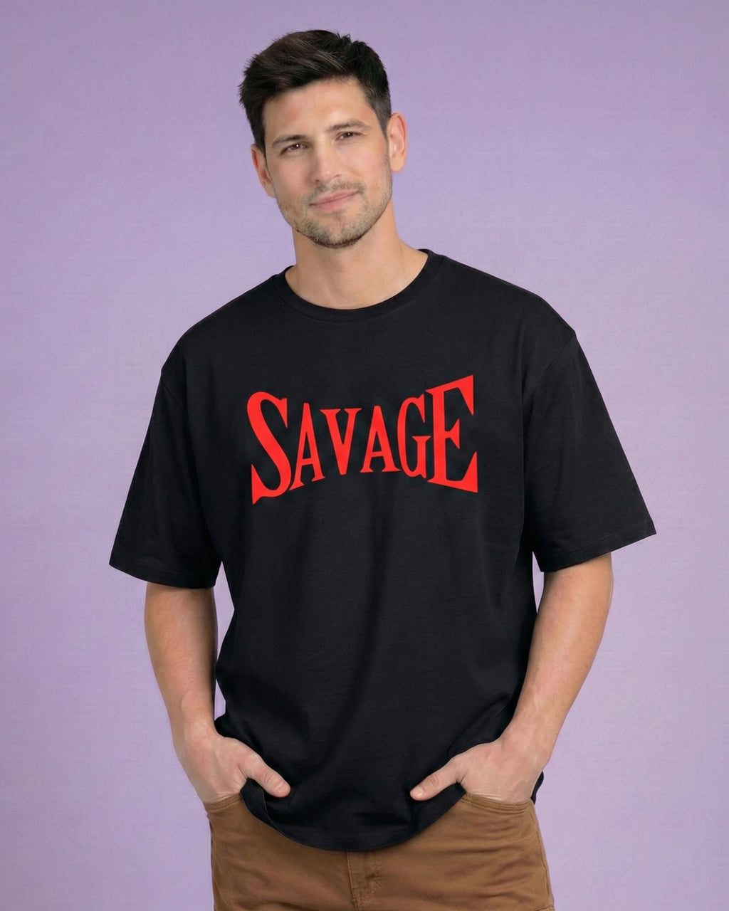 Deep Black with Red Print