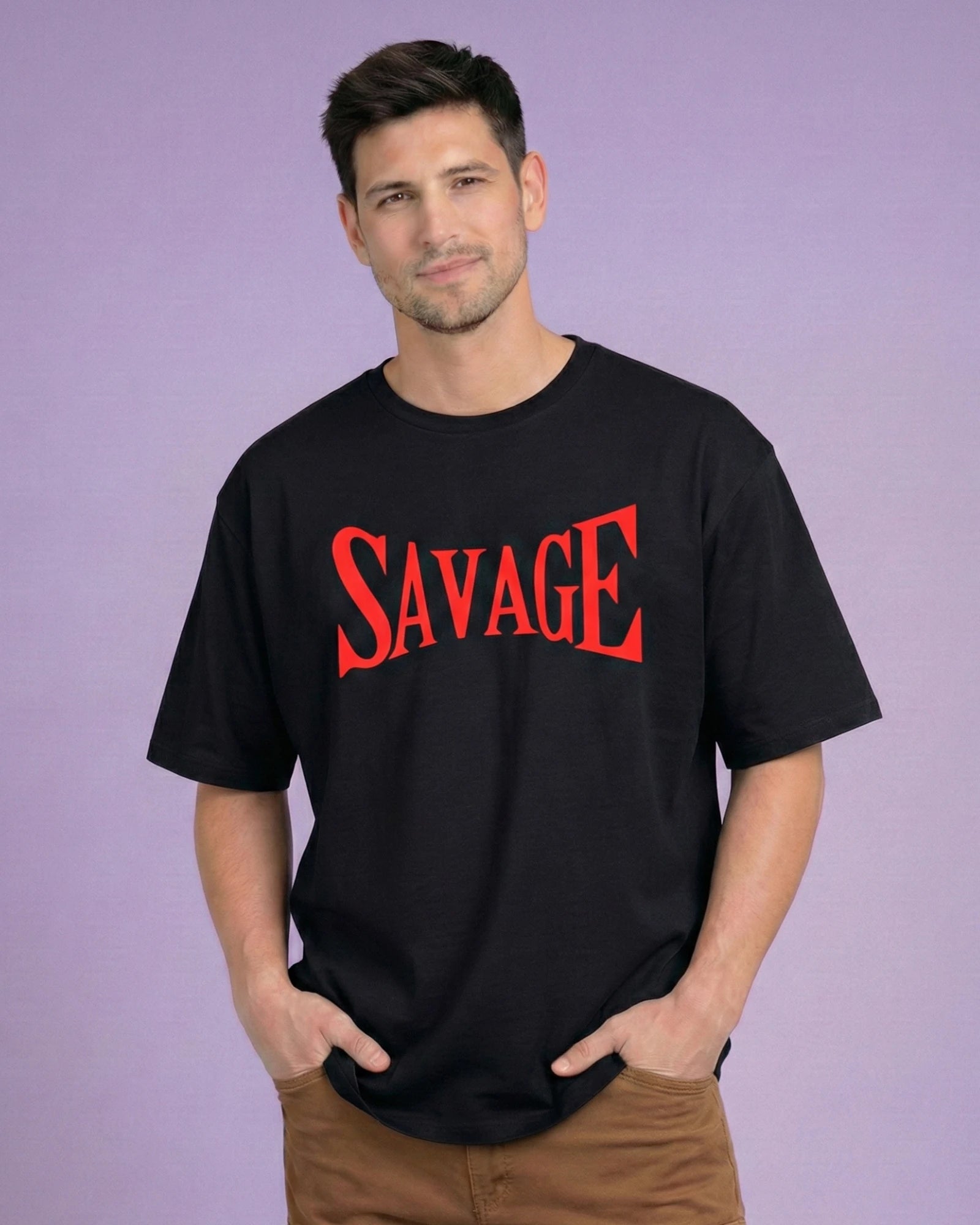 Deep Black with Red Print