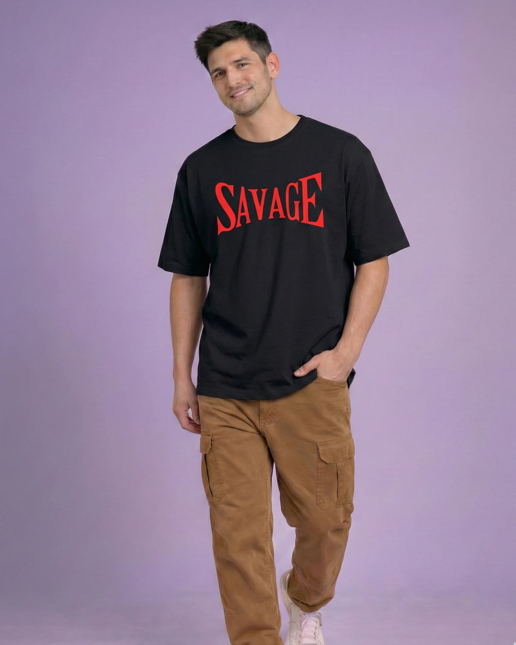 Deep Black with Red Print