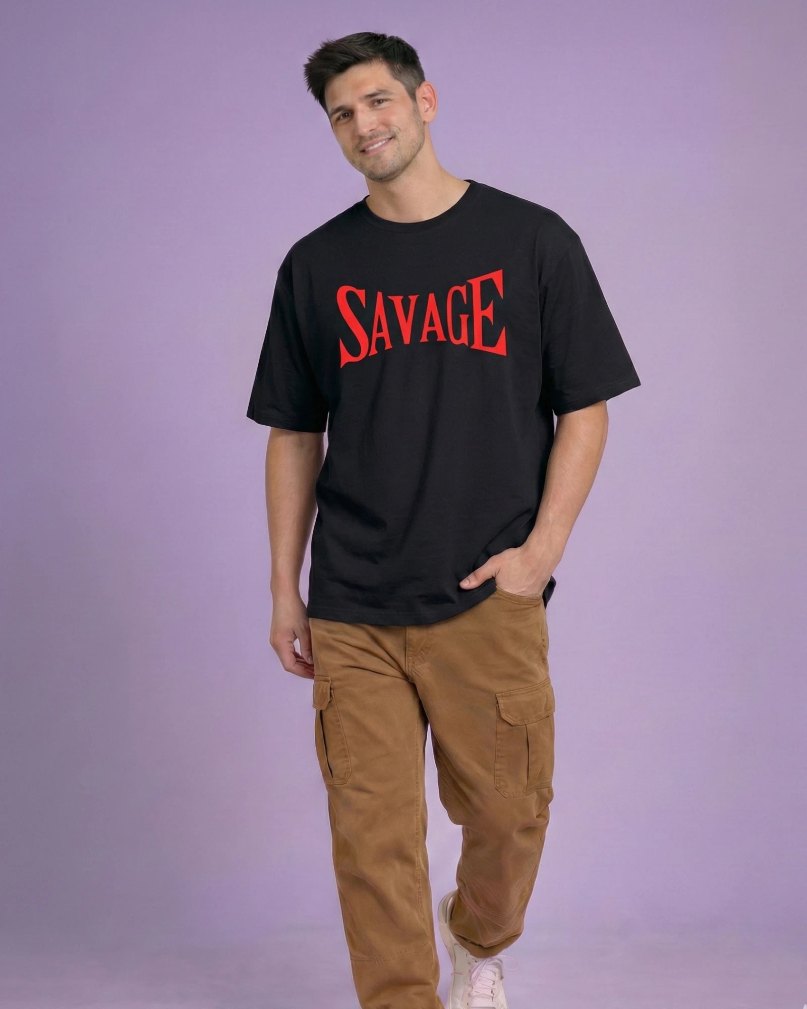 Deep Black with Red Print