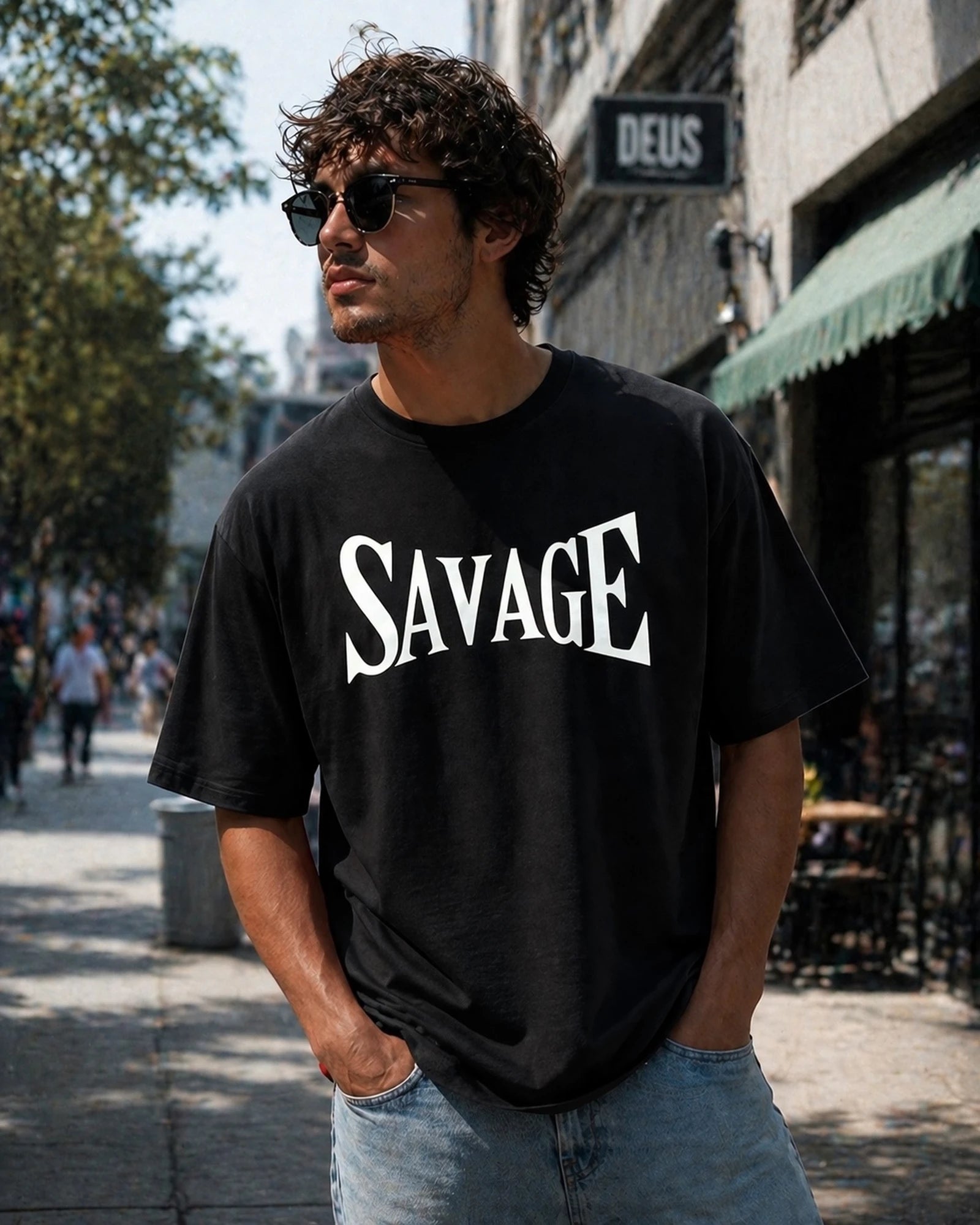 Deep Black with White Print